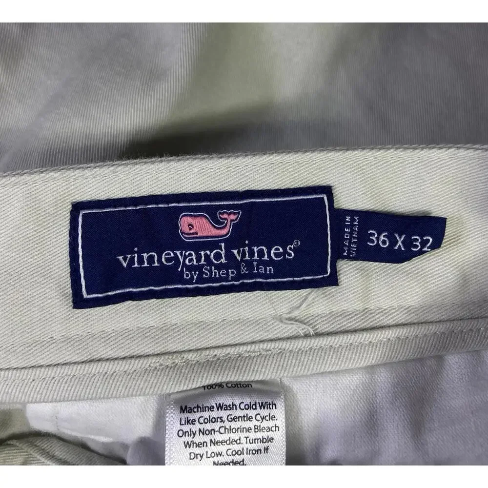 Vineyard Vines 36x32 solid stone beige Club Pant classic fit sz 37x31 Preppy EUC
